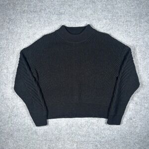 G Star Raw Sweater Womens XS Black Weet R Knit Mock Neck Ribbed Cropped Pullover